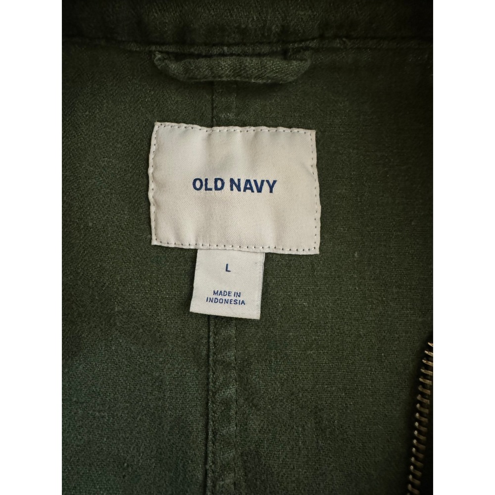 Old Navy Womens Utility Field Jacket L Green Linen Blend Layering Lightweight - Picture 8 of 8